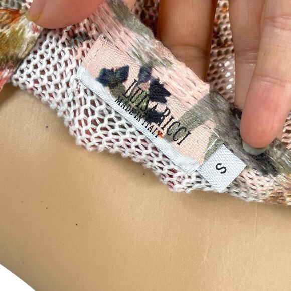 Luisa Ricci Italy Pink Colorful Floral Dolman Bateau Neck Pullover Sweater SZ S - Picture 7 of 9